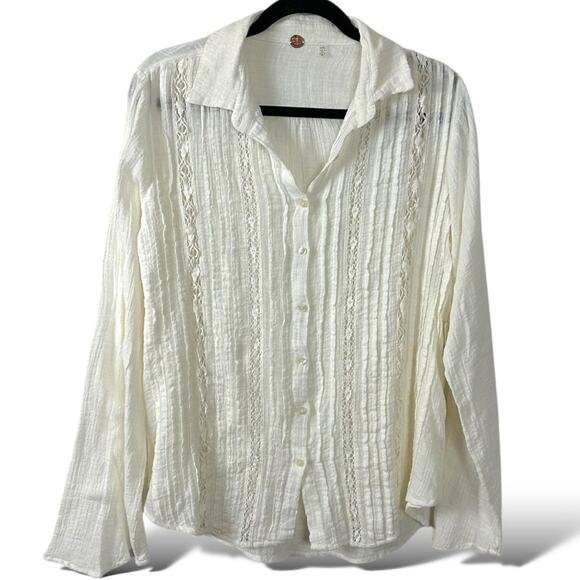 Free People FP One Mila Shirt in Optic White Ethereal Dainty Romantic Medium - Picture 2 of 13